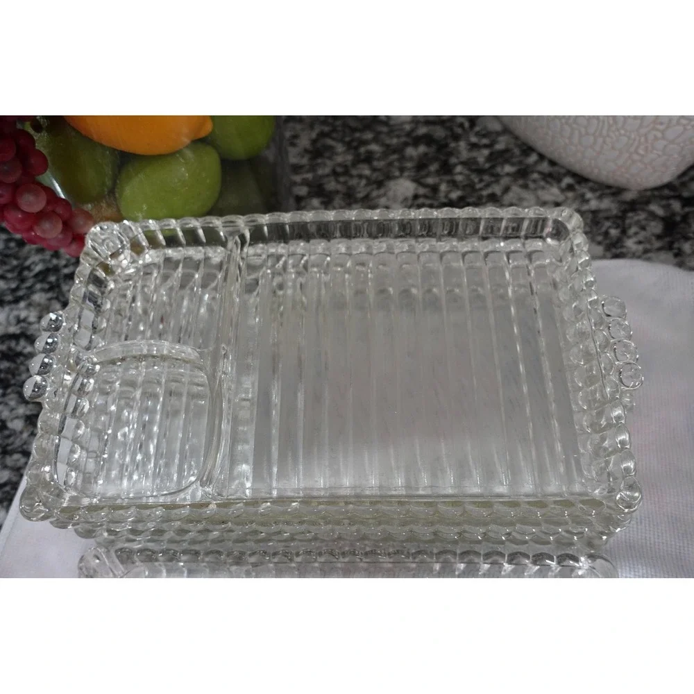 Vintage Hazel Atlas Glass‎ Snack Tray: 5-Compartment Relish Dish
